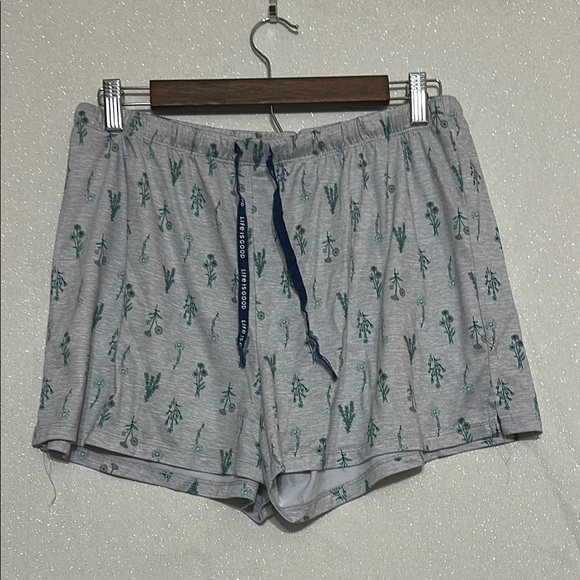 Gray and Green asleep Shorts with Elastic Waistband - Picture 1 of 3